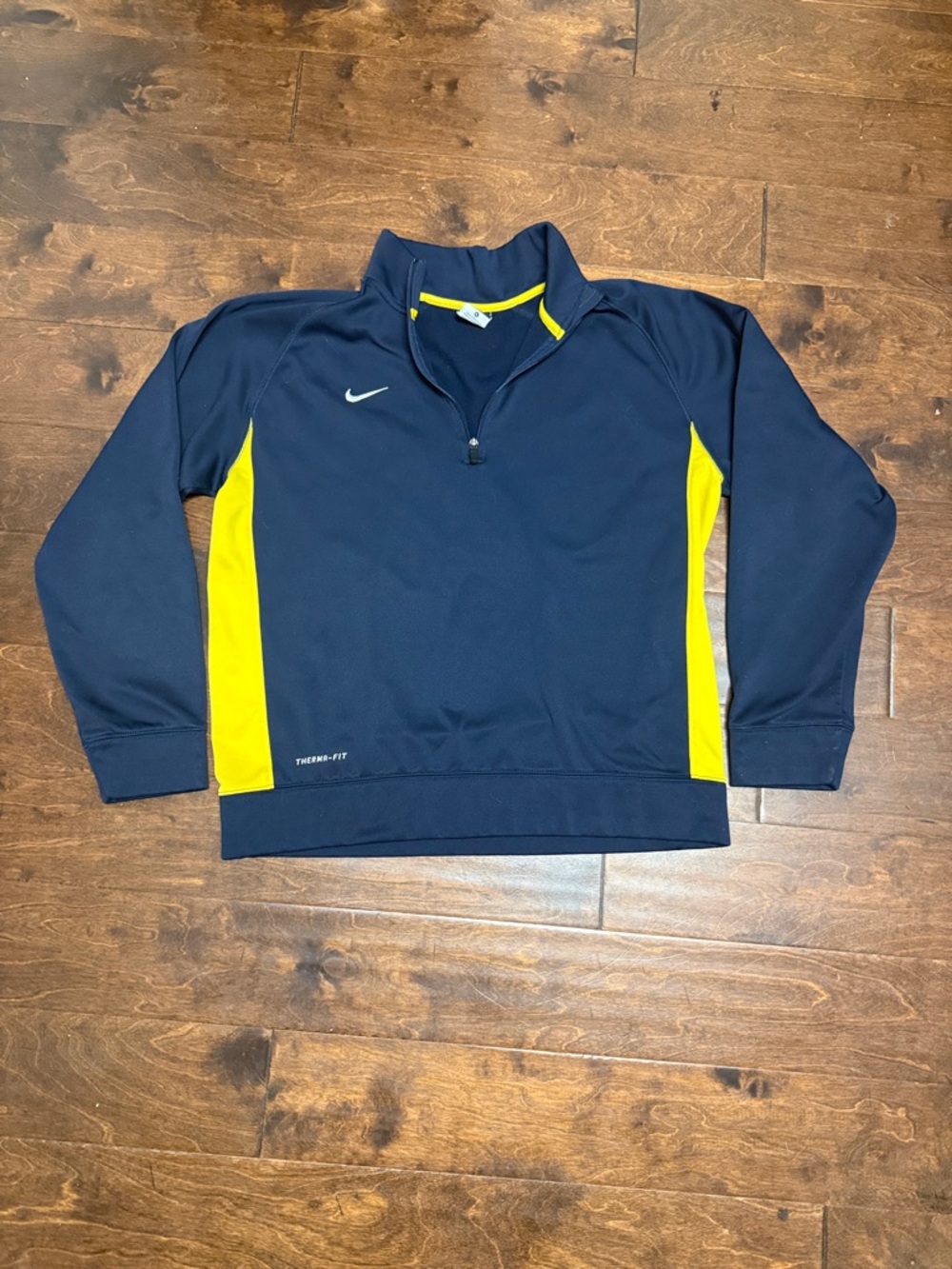 Nike Navy and Yellow Pullover Sweatshirt